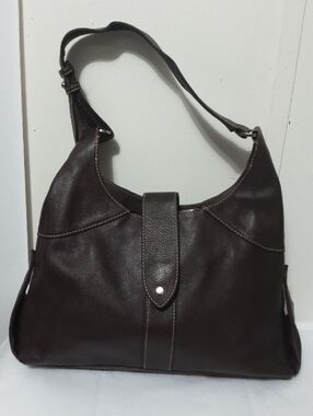 Vintage Fossil Dark Brown Leather Interior Patch Handbag